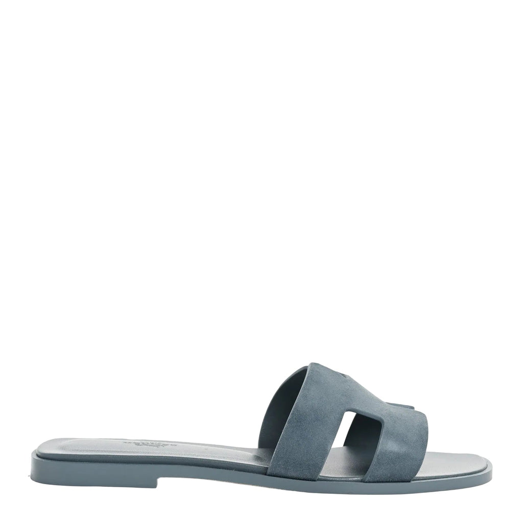 Hermes Oran Sandal Fringed Denim blue Tonnerre