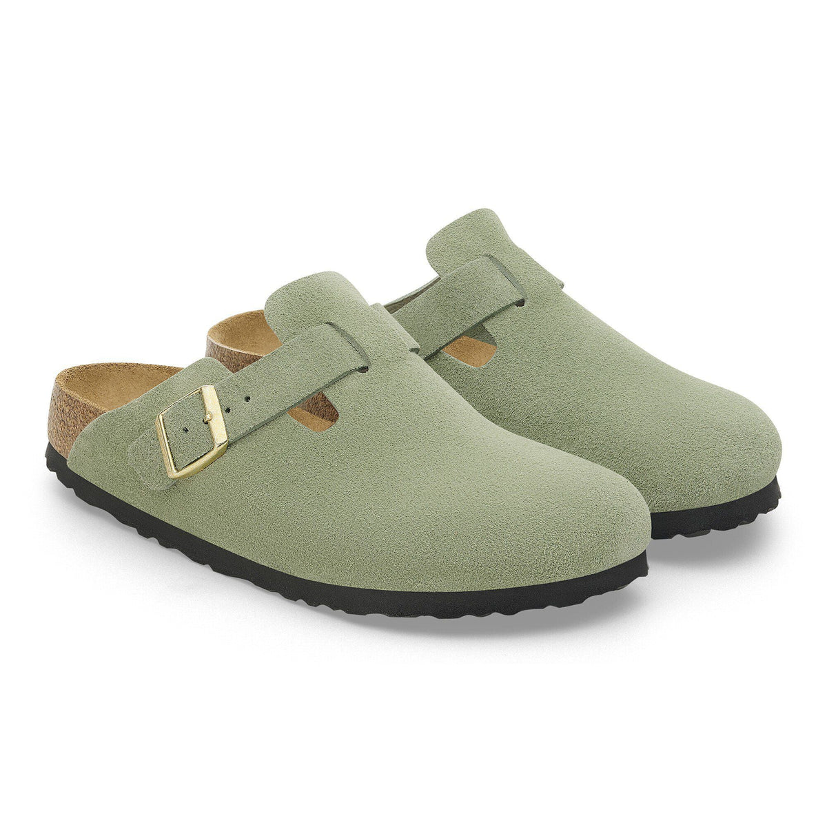 Boston Soft Footbed Suede Leather Green Tea