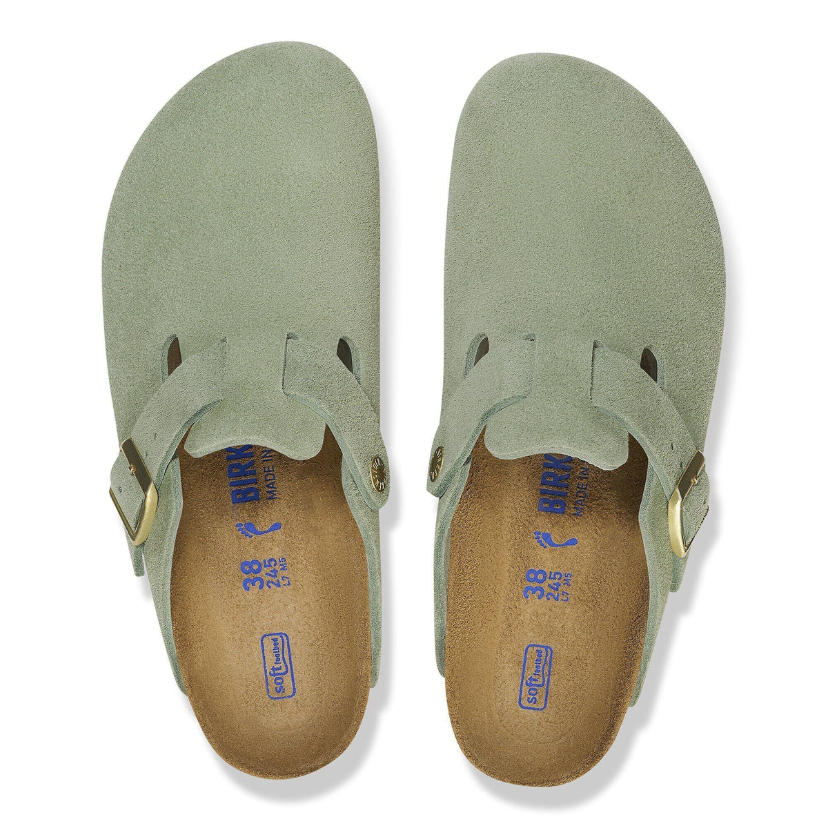 Boston Soft Footbed Suede Leather Green Tea