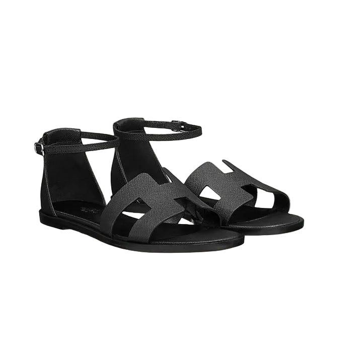 Hermès Santorini Sandals Étoupe Black