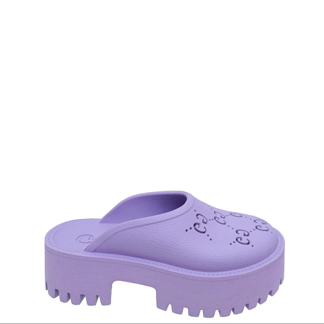 Gucci Purple GG Platform Perforated Sandal