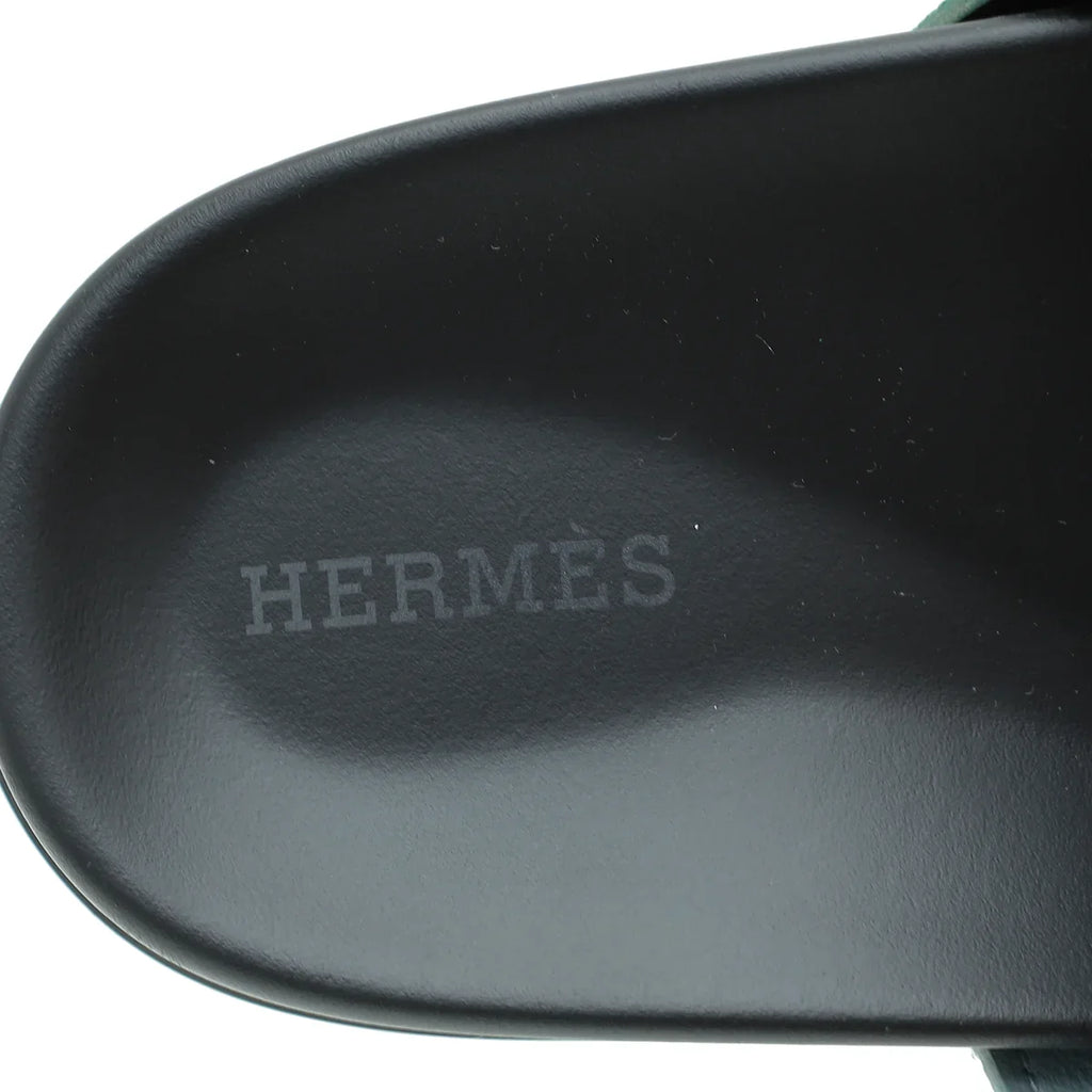 Hermes Bicolor Suede Goatskin Chypre Sandal Green Blue