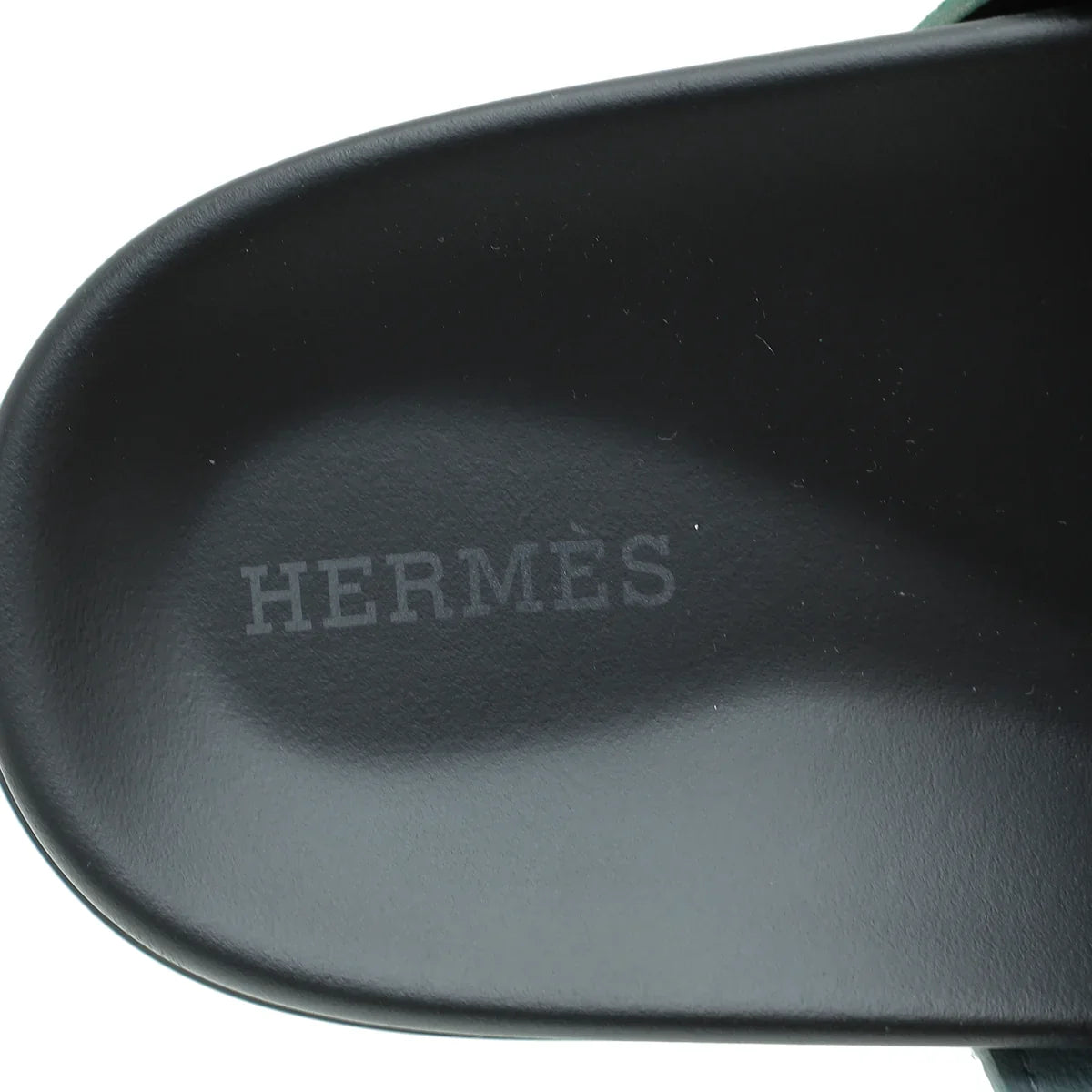 Hermes Bicolor Suede Goatskin Chypre Sandal Green Blue