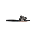 Cristian Dior Dway Slide Black Cotton Embroidery with Metallic Thread and Silver-Tone Strass