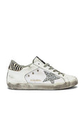 Sale Golden Goose Super-Star sneakers signature silver glitter star and zebra-print heel