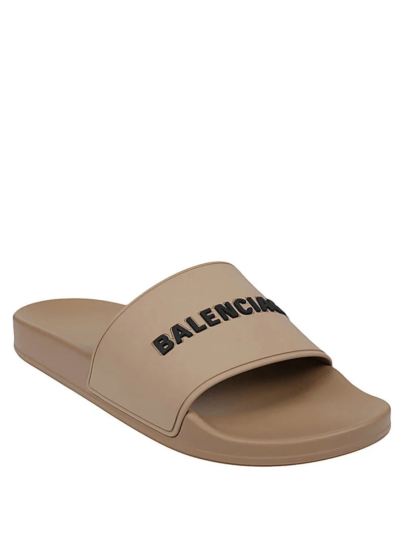 Sale BALENCIAGA - Slipper With Logo Dark Begie