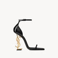 saint laurent OPYUM Sandals in patent leather BLACK