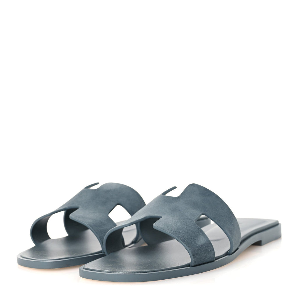 Hermes Oran Sandal Fringed Denim blue Tonnerre