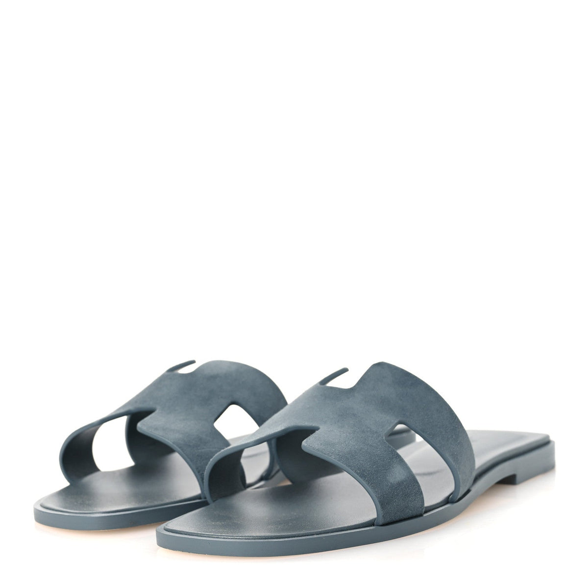 Hermes Oran Sandal Fringed Denim blue Tonnerre