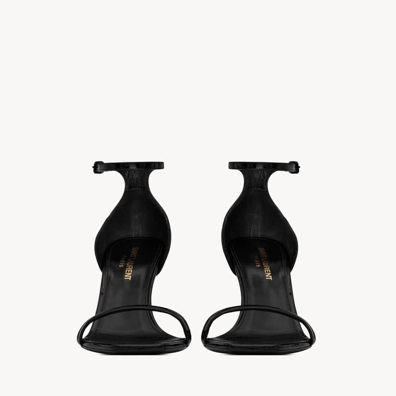 Saint Laurent OPYUM Sandals in patent leather BLACK