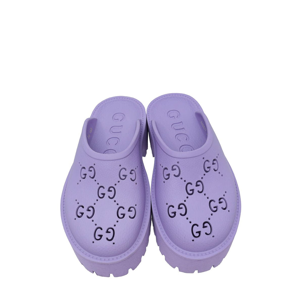 Gucci Purple GG Platform Perforated Sandal