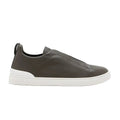 Zegna Triple Stitch Leather Grey sneakers.