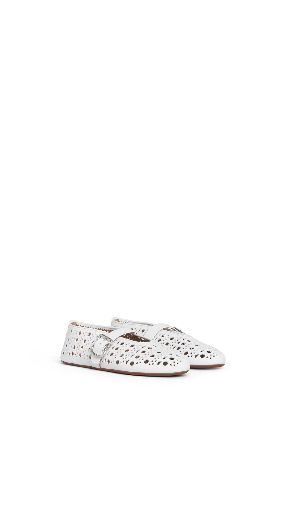 AlAiA  fishnet ballet flat  cut pattern  white