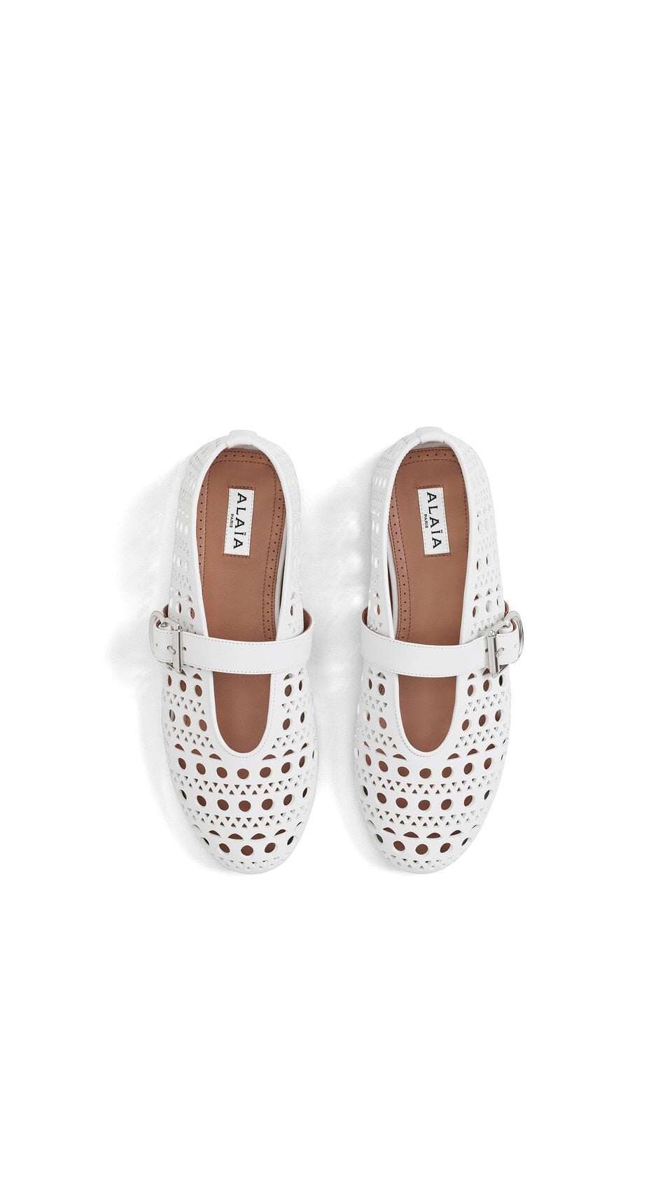 AlAiA  fishnet ballet flat  cut pattern  white