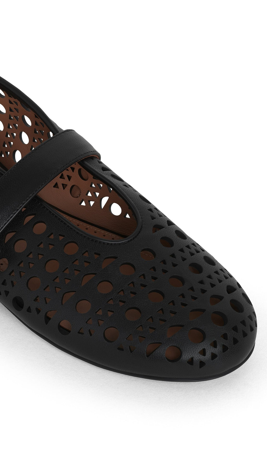 AlAiA  fishnet ballet flat  cut pattern  black