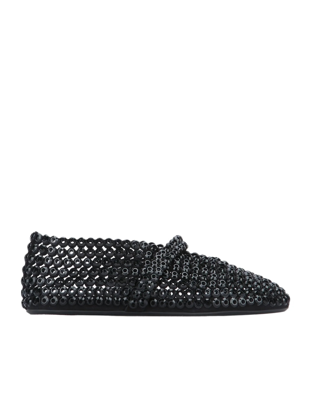 Alaïa Suede Glass-Embellished Ballet Black