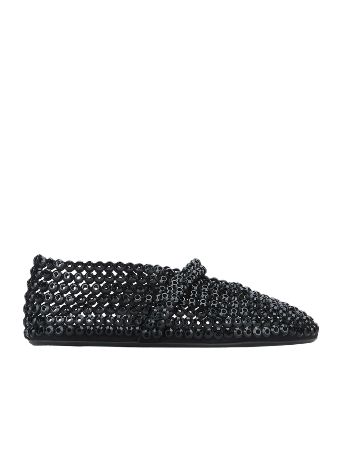 Alaïa Suede Glass-Embellished Ballet Black
